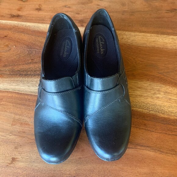 Clarks Bendables size 8.5 black dress work leather shoes - Picture 2 of 8